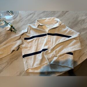 Abercrombie & Fitch Cream and Light Gray Soft A&F Collection Hoodie